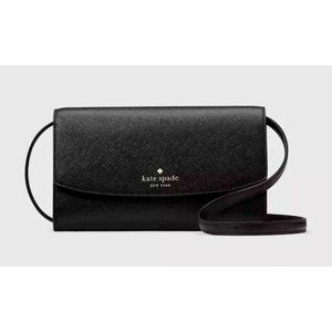 New Kate Spade Dana Small Flap Crossbody Saffiano Black